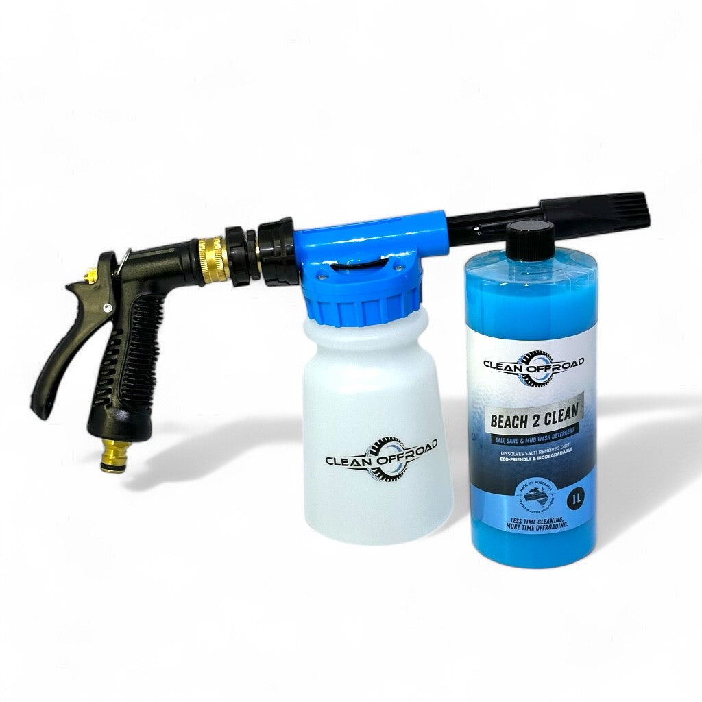 Foam Gun and Beach 2 Clean combo for fast 4WD, caravan, and boat washing
