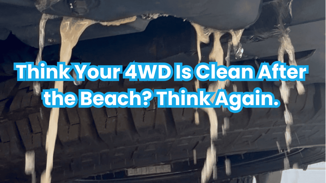 Areas salt and sand hide after driving on the beach