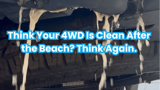 Areas salt and sand hide after driving on the beach