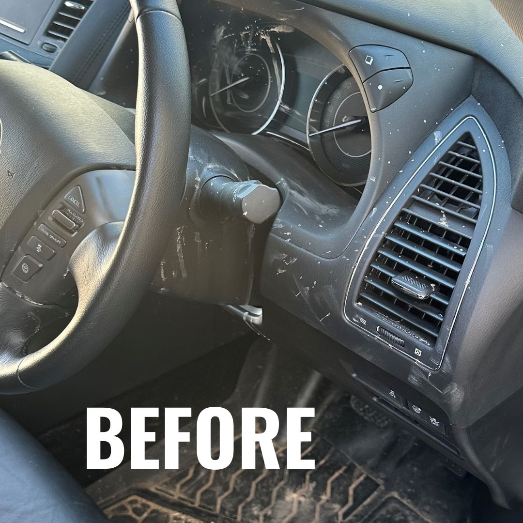 Mud and dirty interior before using cabin fever
