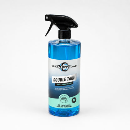Bottle of Double Take Glass and Chrome Cleaner by Clean Offroad  