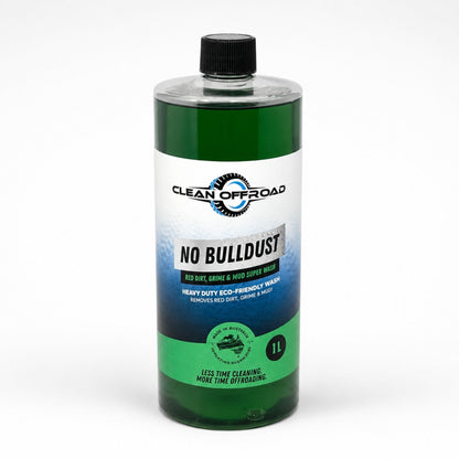 Bottle of Clean Offroad No Bulldust wash on a white background