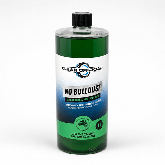 Bottle of Clean Offroad No Bulldust wash on a white background