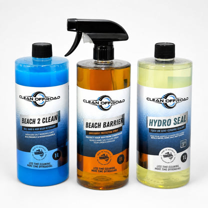 Clean Offroad Essential Offroad Trio with Beach Barrier, Beach 2 Clean, and Hydro Seal for 4WD and caravan protection