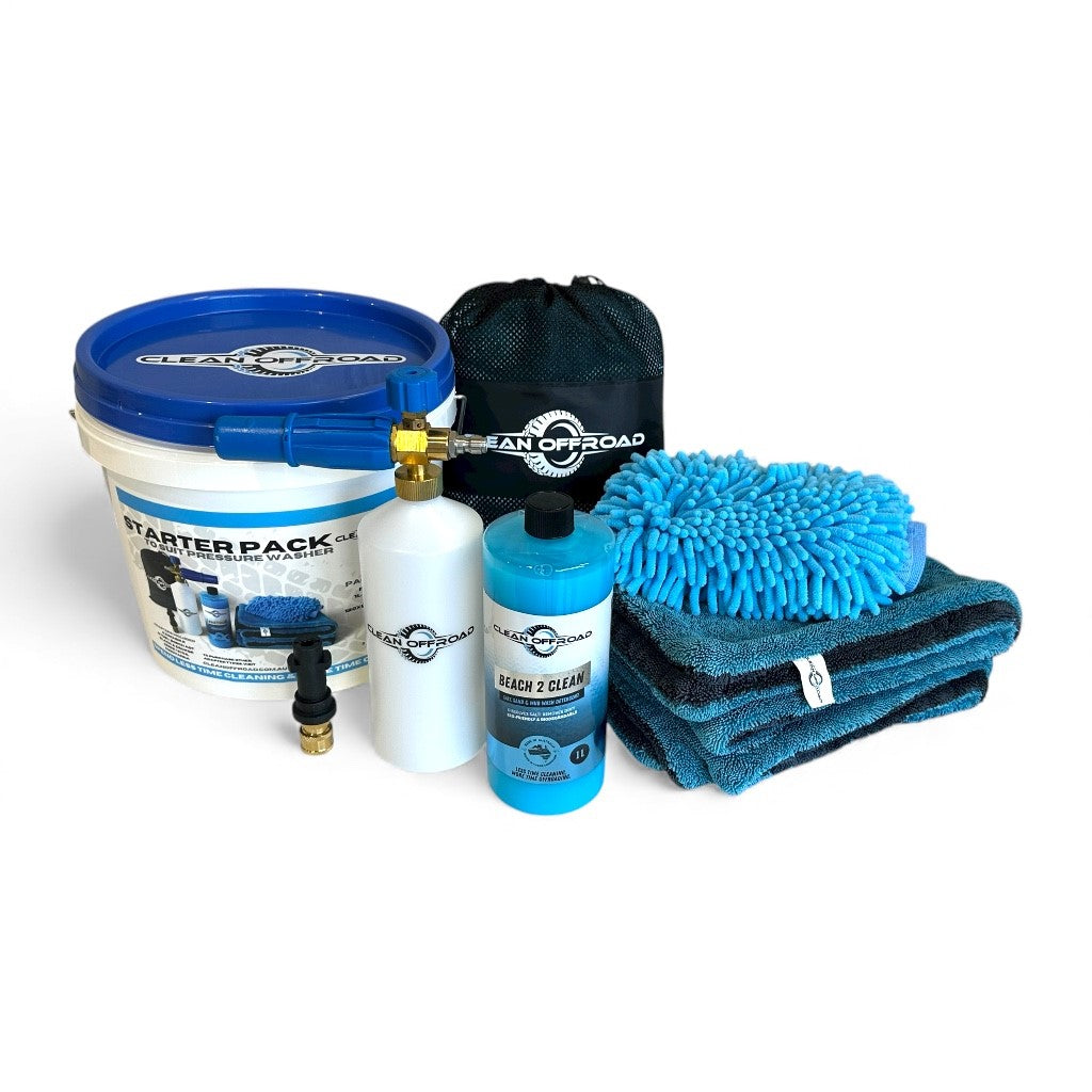 4wd cleaning starter pack with salt wash foam cannon and drying towel